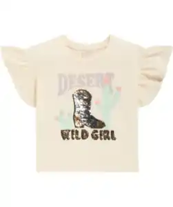 T-Shirt mit Wendepailletten, creme