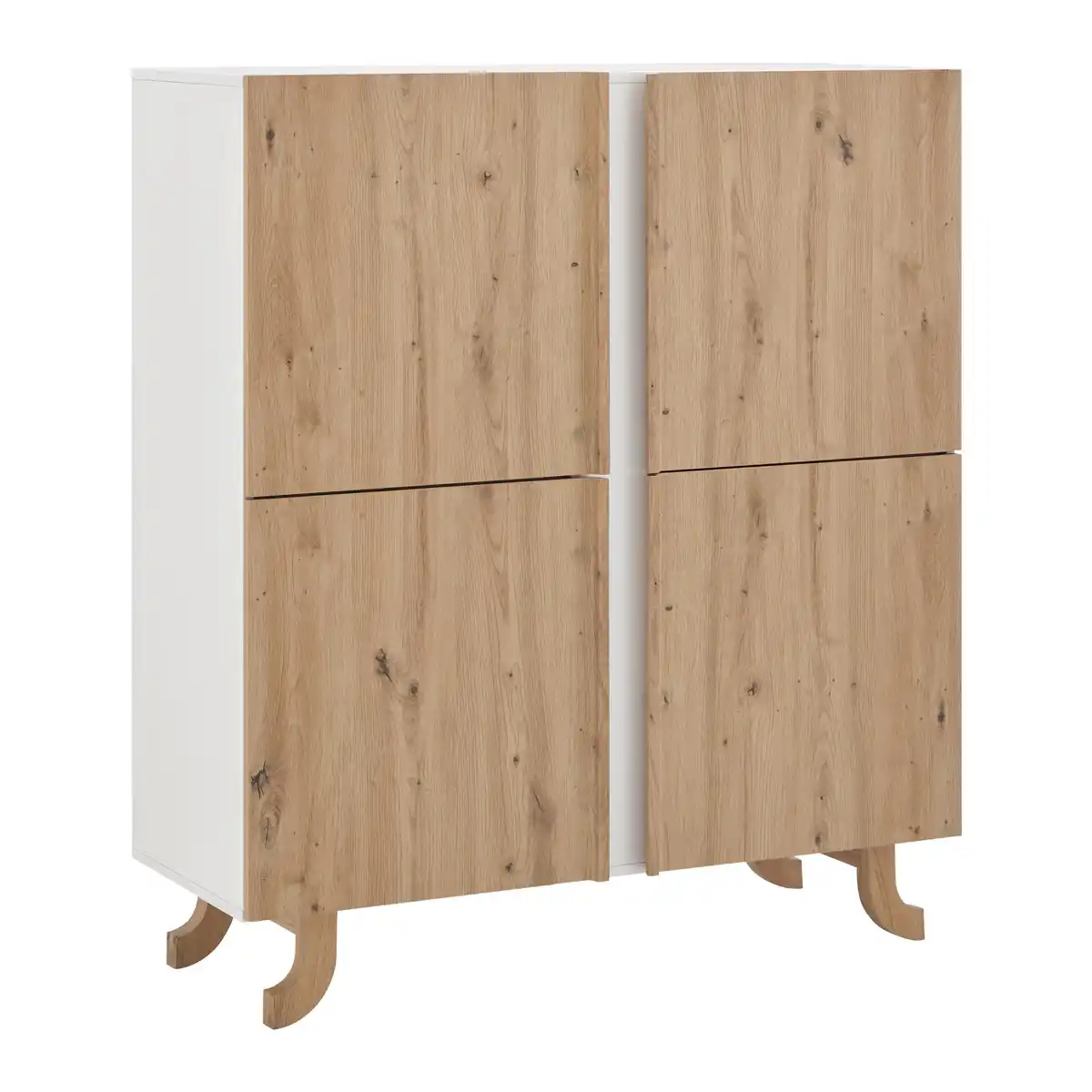 Bild 1 von Highboard Vira Weiß/Kiefer Echtholz/MDF, Weiß, Kieferfarben