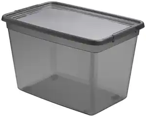 Aufbewahrungsbox Blacky in Schwarz ca. 80l, Schwarz, Transparent