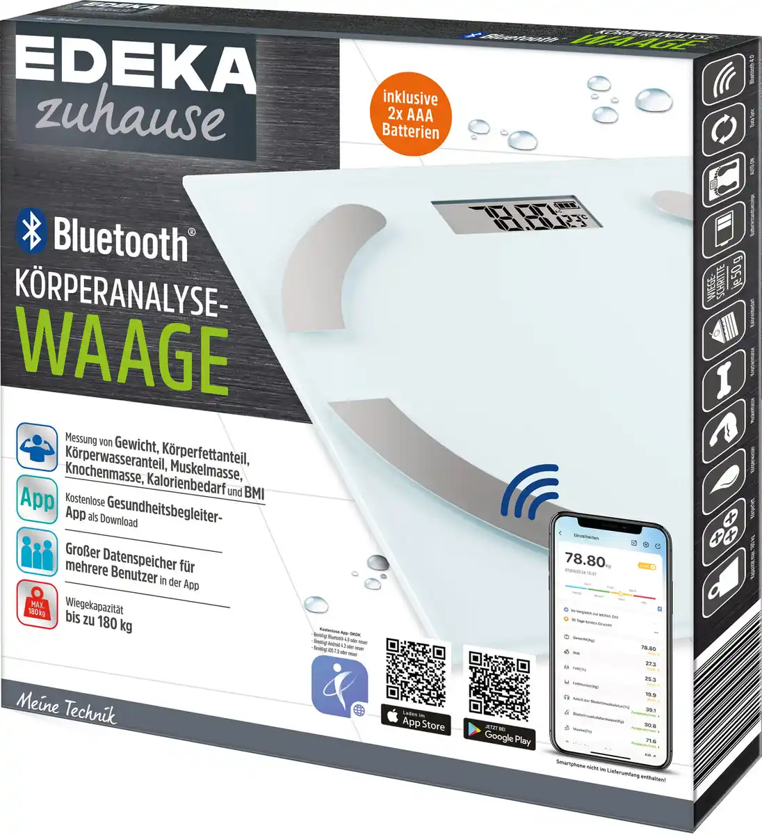 Bild 1 von EDEKA zuhause Bluetooth Körperanalyse Waage