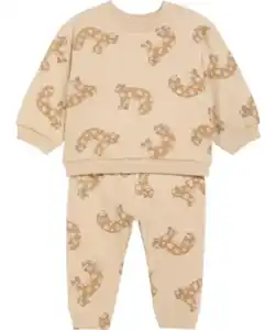 Sweatshirt + Hose mit Leoparden, hellbraun