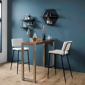 Bartisch Enora Walnussfarben Edelstahl ca. 150x100x40 cm, Walnussfarben