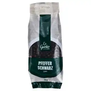 LE GUSTO Kräuter und Gewürze im Nachfüllbeutel, Pfeffer schwarz ganz, 70 g