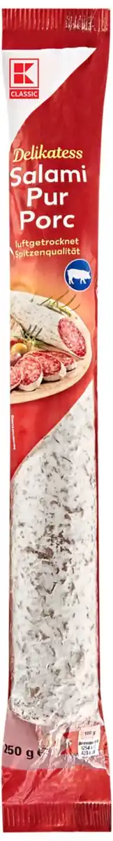 Bild 1 von K-CLASSIC Salami Pur Porc, 250-g-Stück