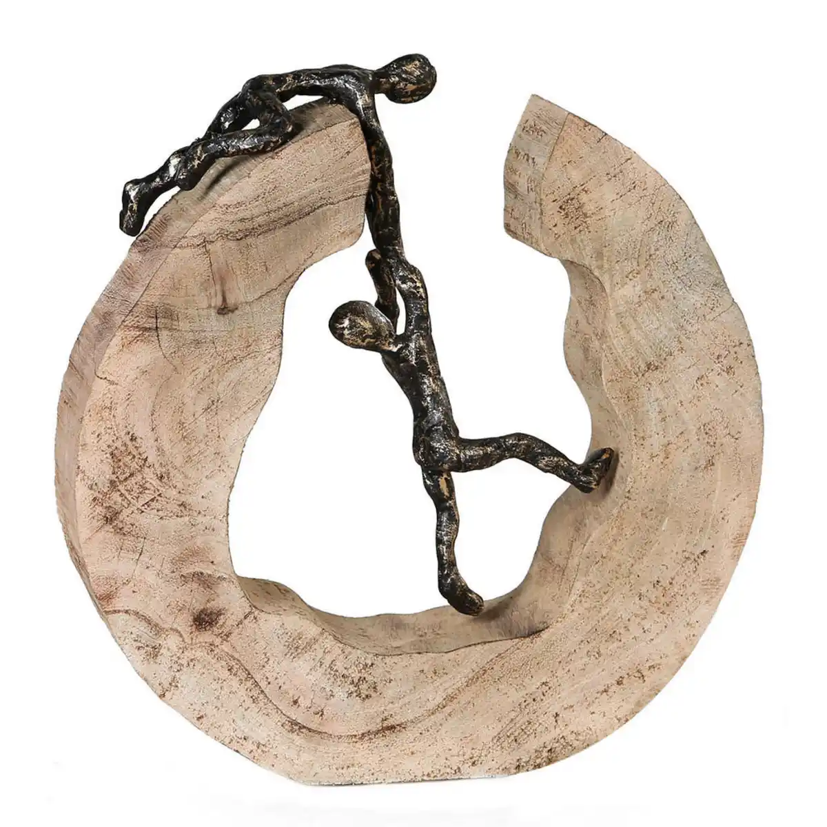 Bild 1 von Skulptur Teamwork, Hellbraun, Bronze, Holz, Metall, Mangoholz, massiv, 29x30x6 cm, stehend, Dekoration, Skulpturen & Dekoobjekte, Skulpturen