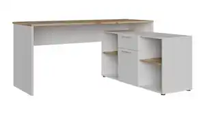 Eck-Schreibtisch weiß Artisan Eiche 160 cm - CONTRA COSTA