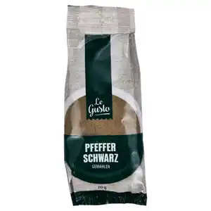 LE GUSTO Kräuter und Gewürze im Nachfüllbeutel, Pfeffer schwarz gemahlen, 70 g