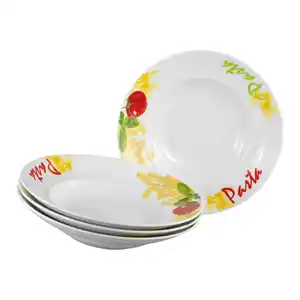 Creatable Pastateller Milano Pasta, Mehrfarbig, Keramik, 4-teilig, rund, lebensmittelecht, stapelbar, Essen & Trinken, Geschirr, Teller, Pastateller