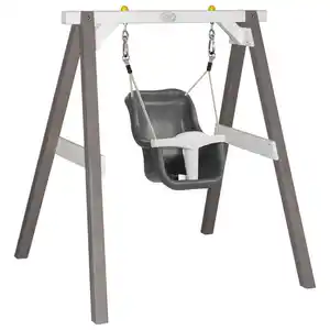 Schaukel, Grau, Weiß, Holz, Kunststoff, Hemlocktanne, 120x134x103 cm, EN 71, CE, FSC 100%, Sicherheitsgurt, Sicherheitsbügel, Outdoor Spielzeug, Schaukeln