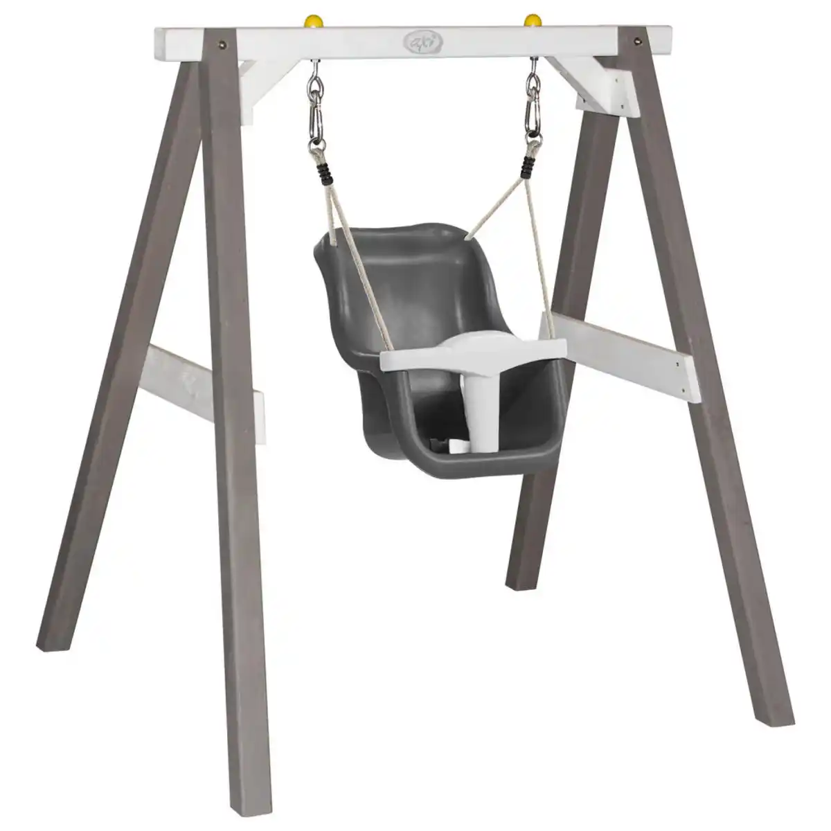 Bild 1 von Schaukel, Grau, Weiß, Holz, Kunststoff, Hemlocktanne, 120x134x103 cm, EN 71, CE, FSC 100%, Sicherheitsgurt, Sicherheitsbügel, Outdoor Spielzeug, Schaukeln
