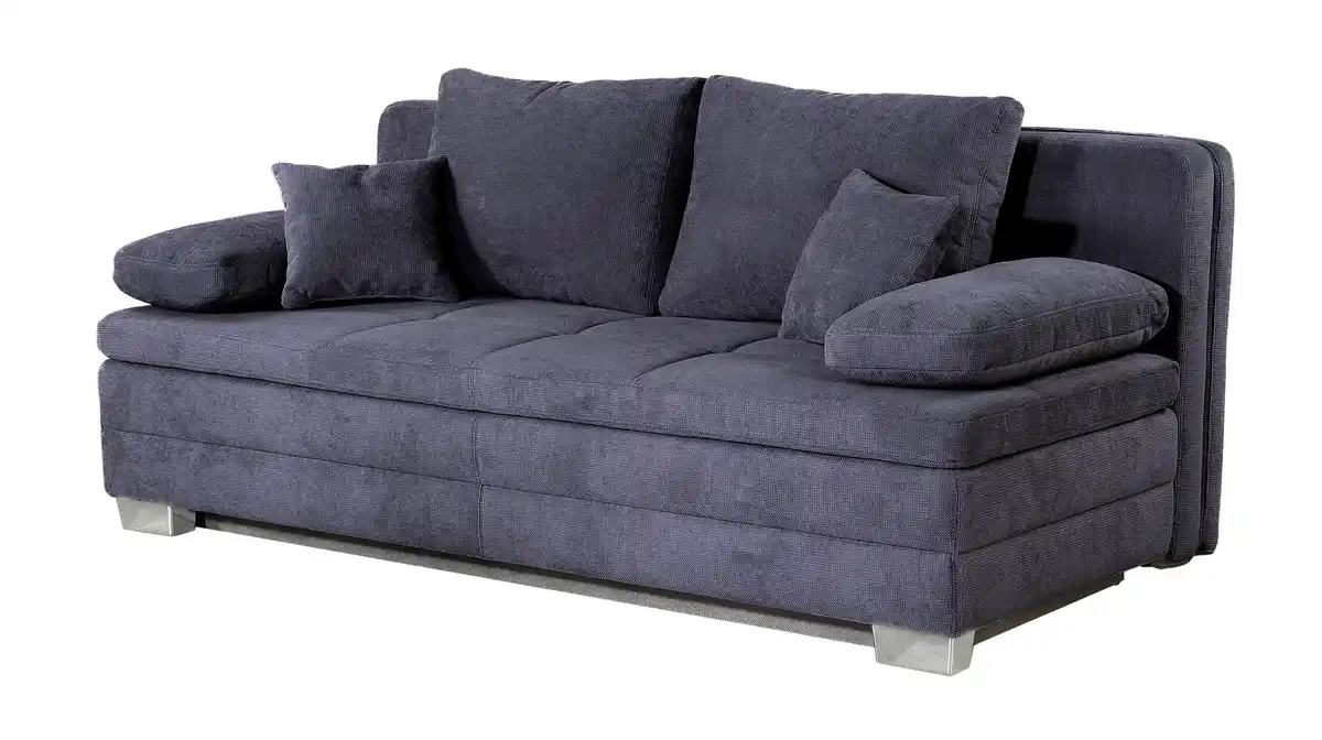 Bild 1 von Schlafsofa Bettkasten Dauerschläfer dunkelblau Federkern - LINDAU
