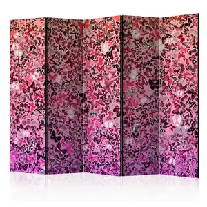 artgeist Paravent, Pink, Violett, Holz, Textil, Kiefer, massiv, Schmetterling, 225x172x3 cm, Motiv auf Vorder- und Rückseite, Wohnzimmer, Raumteiler & Paravents, Paravents