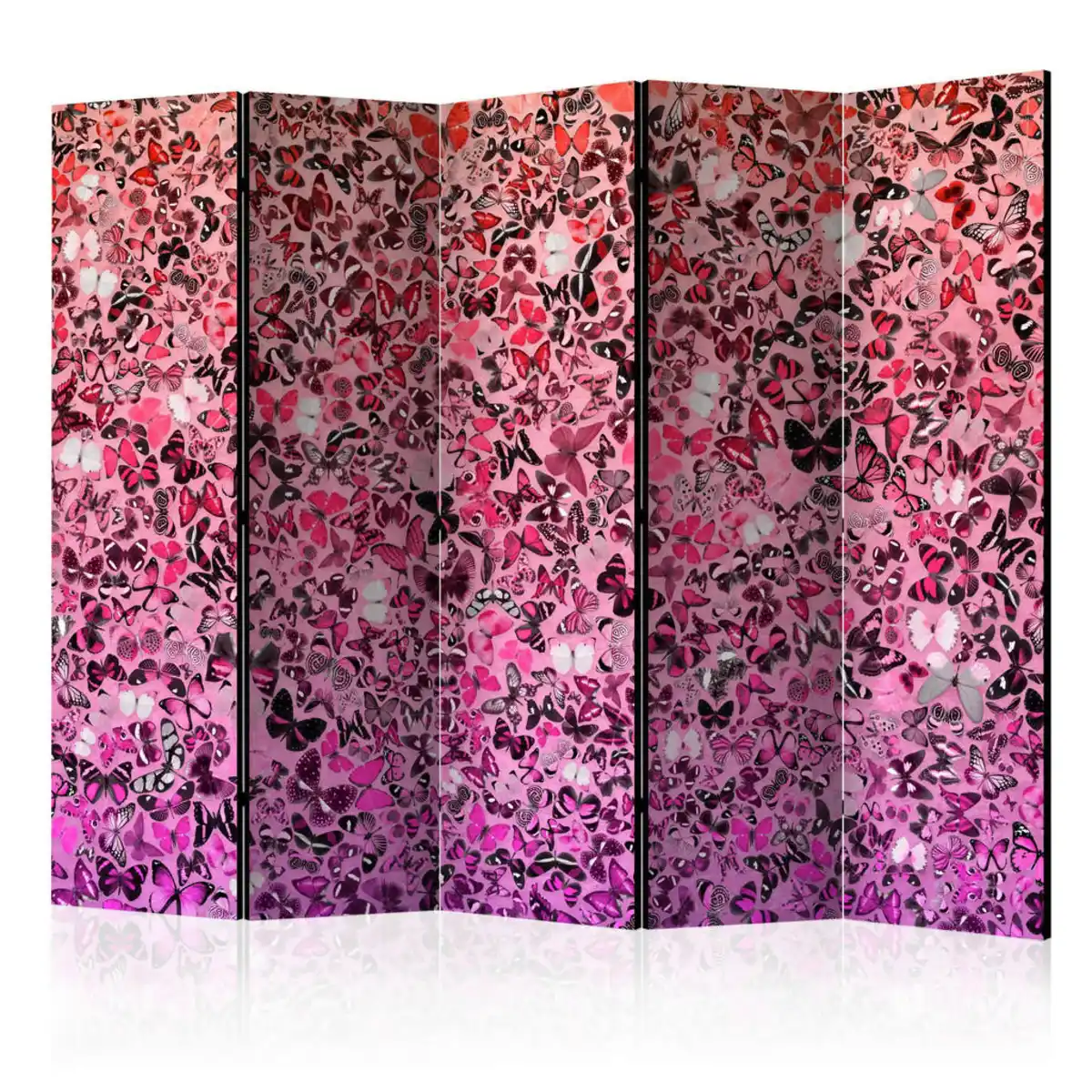 Bild 1 von artgeist Paravent, Pink, Violett, Holz, Textil, Kiefer, massiv, Schmetterling, 225x172x3 cm, Motiv auf Vorder- und Rückseite, Wohnzimmer, Raumteiler & Paravents, Paravents