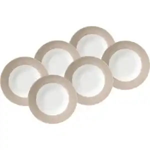 Van Well Suppentellerset Vario, Weiß, Taupe, Keramik, 6-teilig, rund, Essen & Trinken, Geschirr, Geschirr-Sets, Teller-Sets