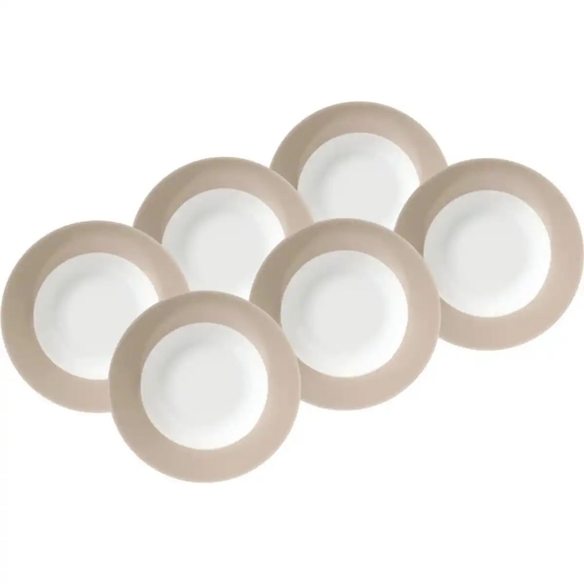 Bild 1 von Van Well Suppentellerset Vario, Weiß, Taupe, Keramik, 6-teilig, rund, Essen & Trinken, Geschirr, Geschirr-Sets, Teller-Sets