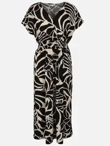 Damen Maxikleid mit Musterprint Schwarz