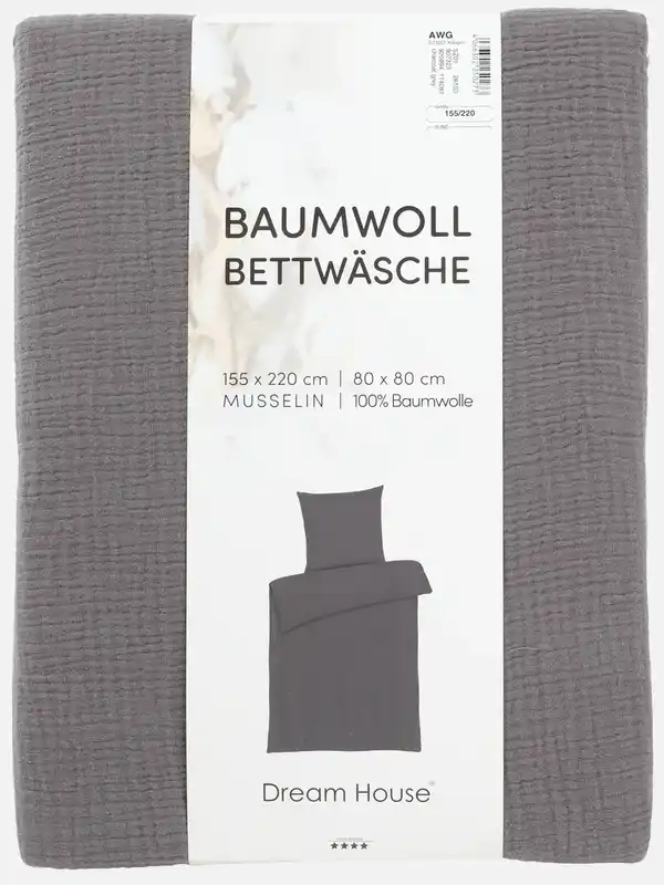 Bild 2 von Musselin Bettwäsche 155 x 220 cm Grau