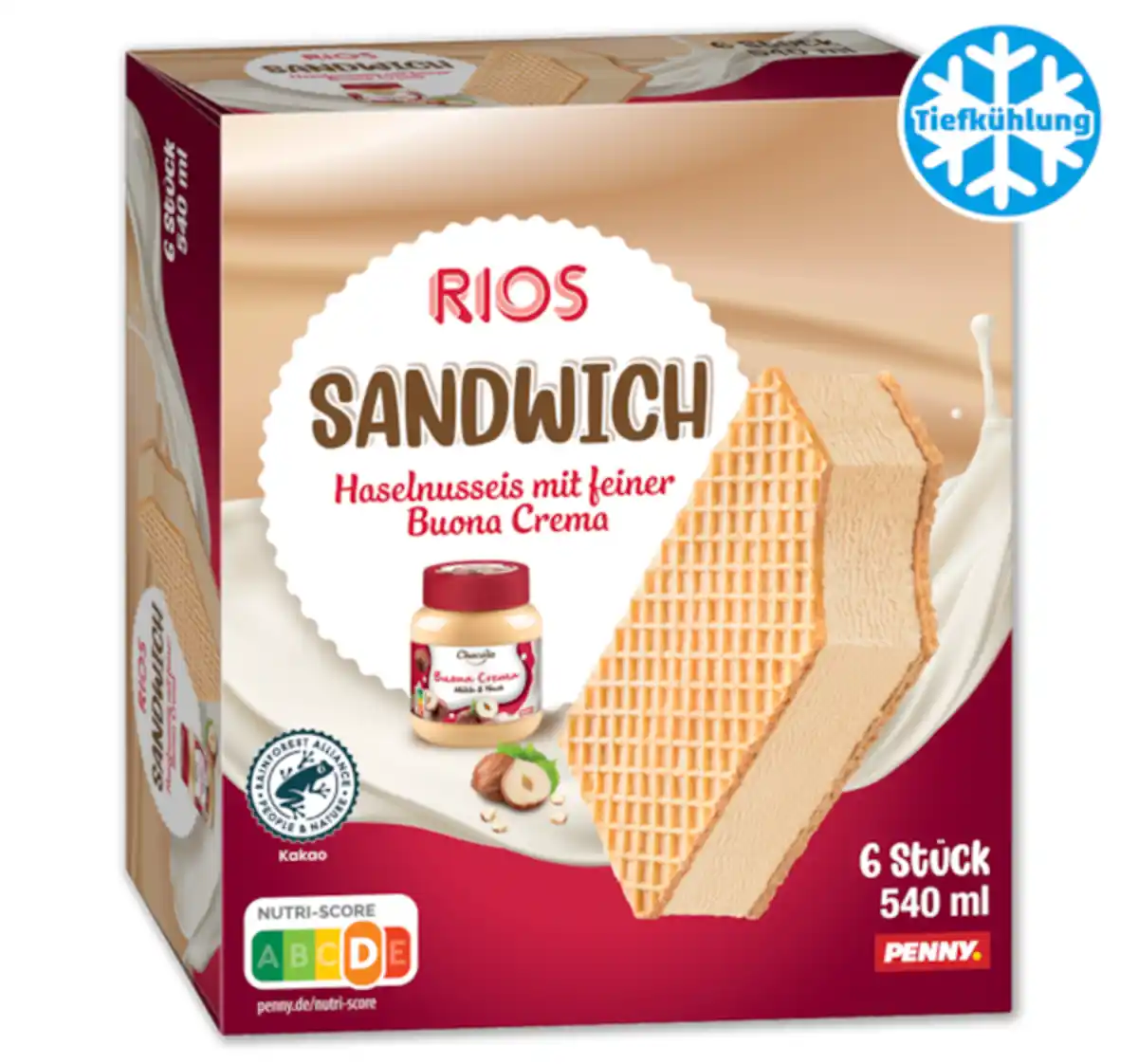 Bild 1 von RIOS Sandwich Haselnusseis