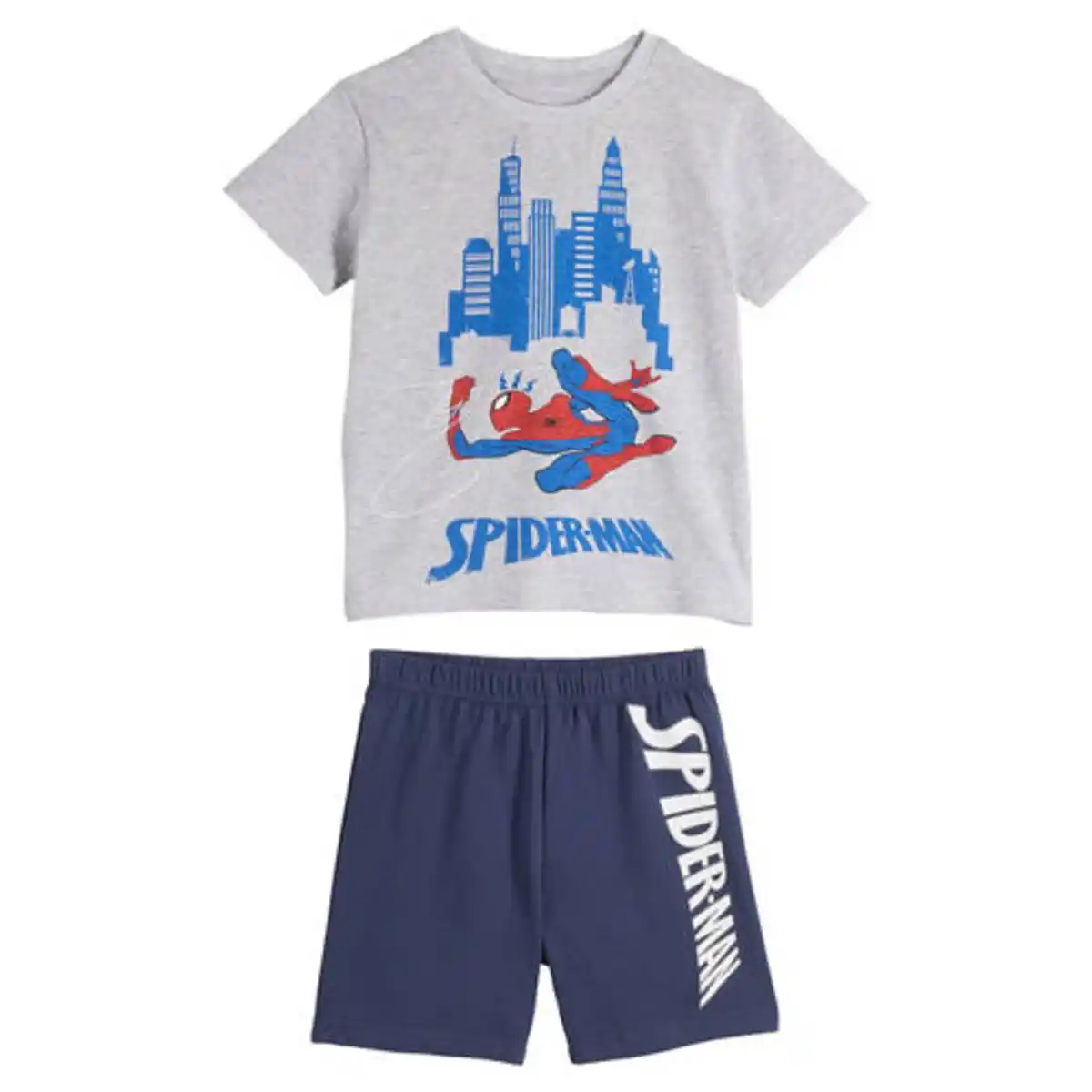 Bild 1 von LICENSED Kinder Shorty-Pyjama, Spiderman, Grau meliert/Blau, 98/104