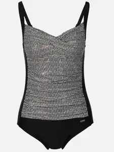 Damen Badeanzug mit Glitzereffekt Schwarz