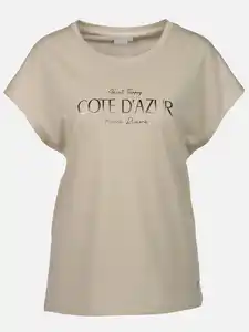 Damen Shirt mit Folienprint Beige