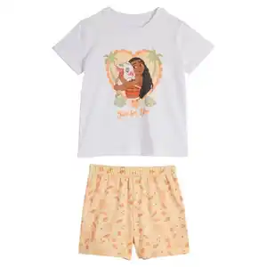 LICENSED Kinder Shorty-Pyjama, Vaiana, Weiß All-Over-Print, 98/104