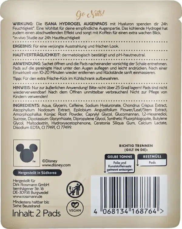 Bild 2 von ISANA Disney Chip Augenpads Hyaluron & Koffein
