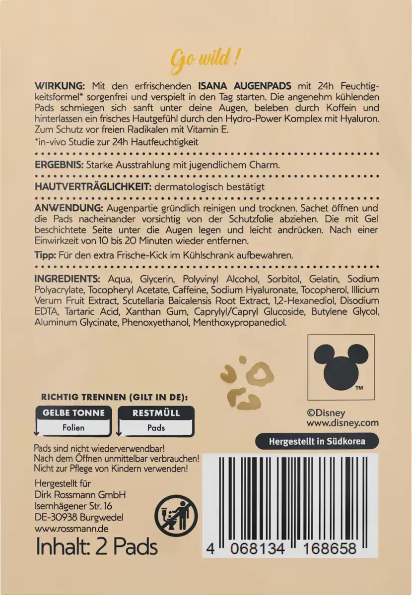 Bild 2 von ISANA Disney Simba Augenpads Hyaluron & Koffein