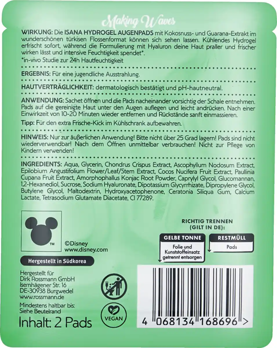 Bild 2 von ISANA Disney Arielle Augenpads Guarana-Extrakt & Hyaluron
