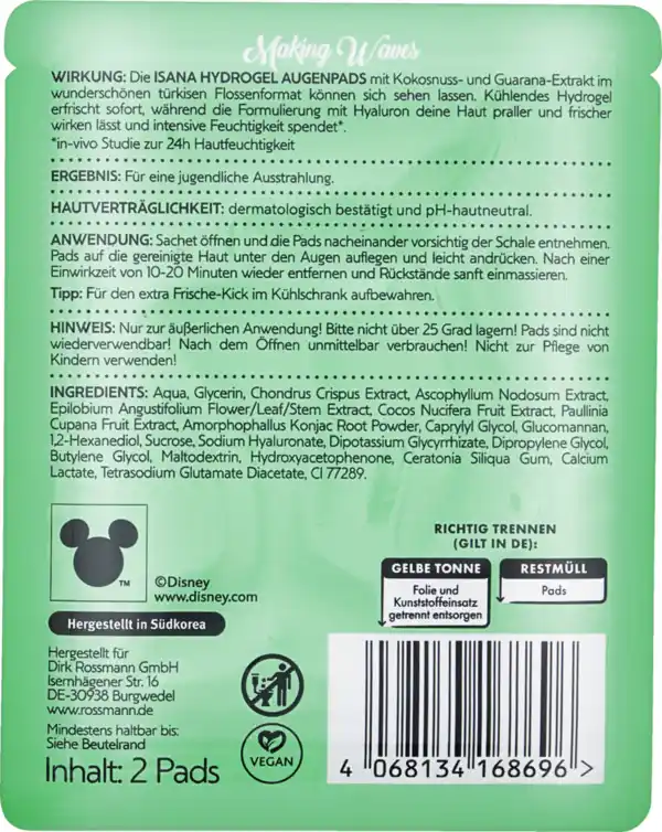 Bild 2 von ISANA Disney Arielle Augenpads Guarana-Extrakt & Hyaluron