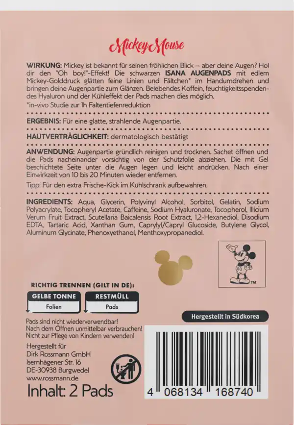 Bild 2 von ISANA Disney Mickey Mouse Augenpads Hyaluron & Koffein