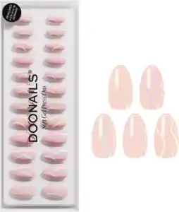 Doonails Soft Gel Press Ons Pastel Swirl Short Almond