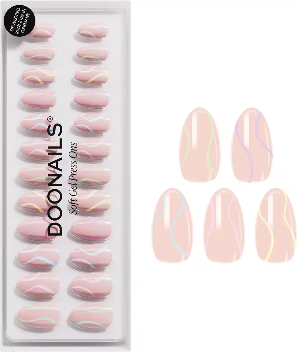 Bild 1 von Doonails Soft Gel Press Ons Pastel Swirl Short Almond