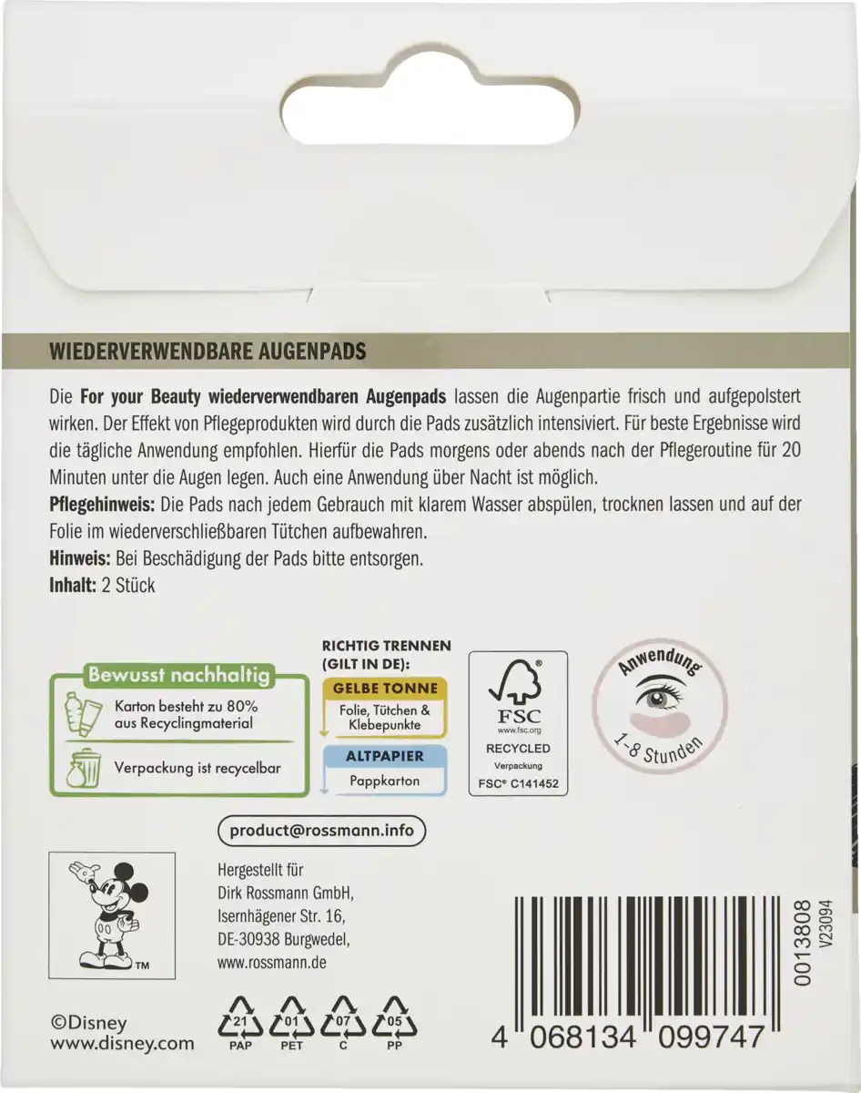 Bild 2 von FOR YOUR Beauty Disney Mickey Mouse Augenpads