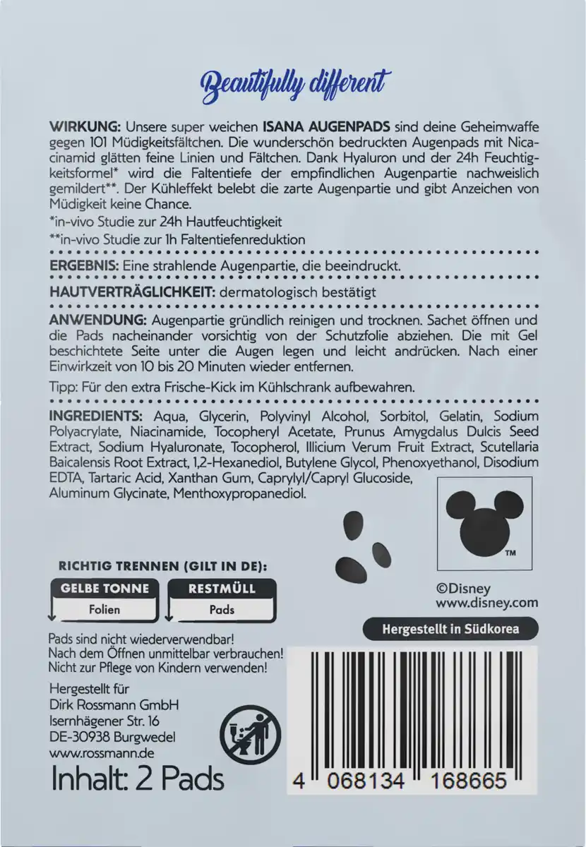 Bild 2 von ISANA Disney Dalmatiner Augenpads Hyaluron & Nicacinamid