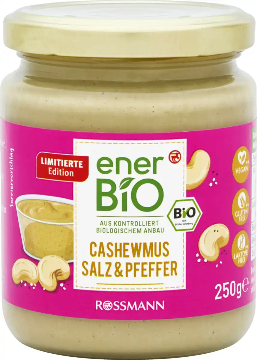 Bild 1 von enerBiO Cashewmus Salz & Pfeffer, 250 g