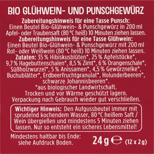 Bild 3 von KING'S CROWN Bio Glühwein- & Punschgewürz, 24 g
