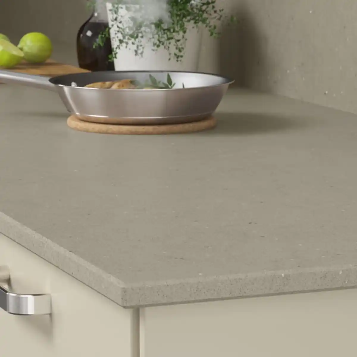 Bild 4 von LOCKEBO Maßarbeitsplatte, dunkelbeige Kalksteinmuster/Glaskomposit, 1 m²x2.0 cm