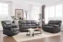 Bild 1 von 3tlg. Relaxsofa-Set mit Relaxfunktionen in Lederoptik - Grau