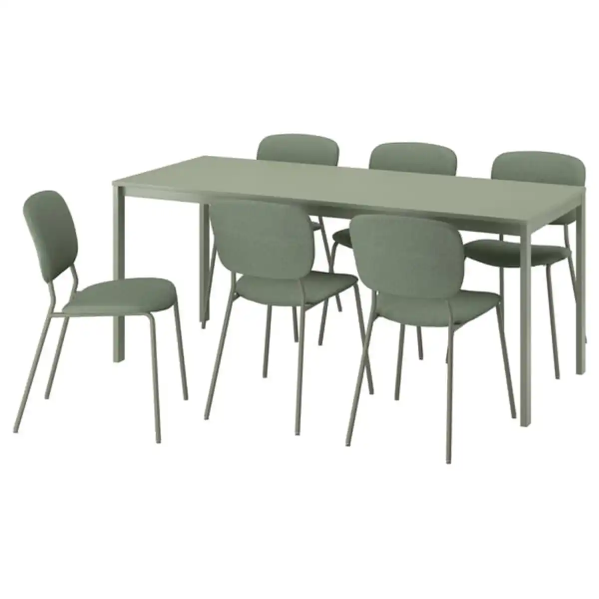 Bild 1 von VIHALS / VIHALS Tisch und 6 Stühle, grün/grün Tibbleby graugrün, 120/180x74 cm