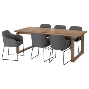 MÖRBYLÅNGA / TOSSBERG Tisch und 6 Stühle, Eichenfurnier braun las./Gunnared dunkelgrau schwarz, 220x100 cm