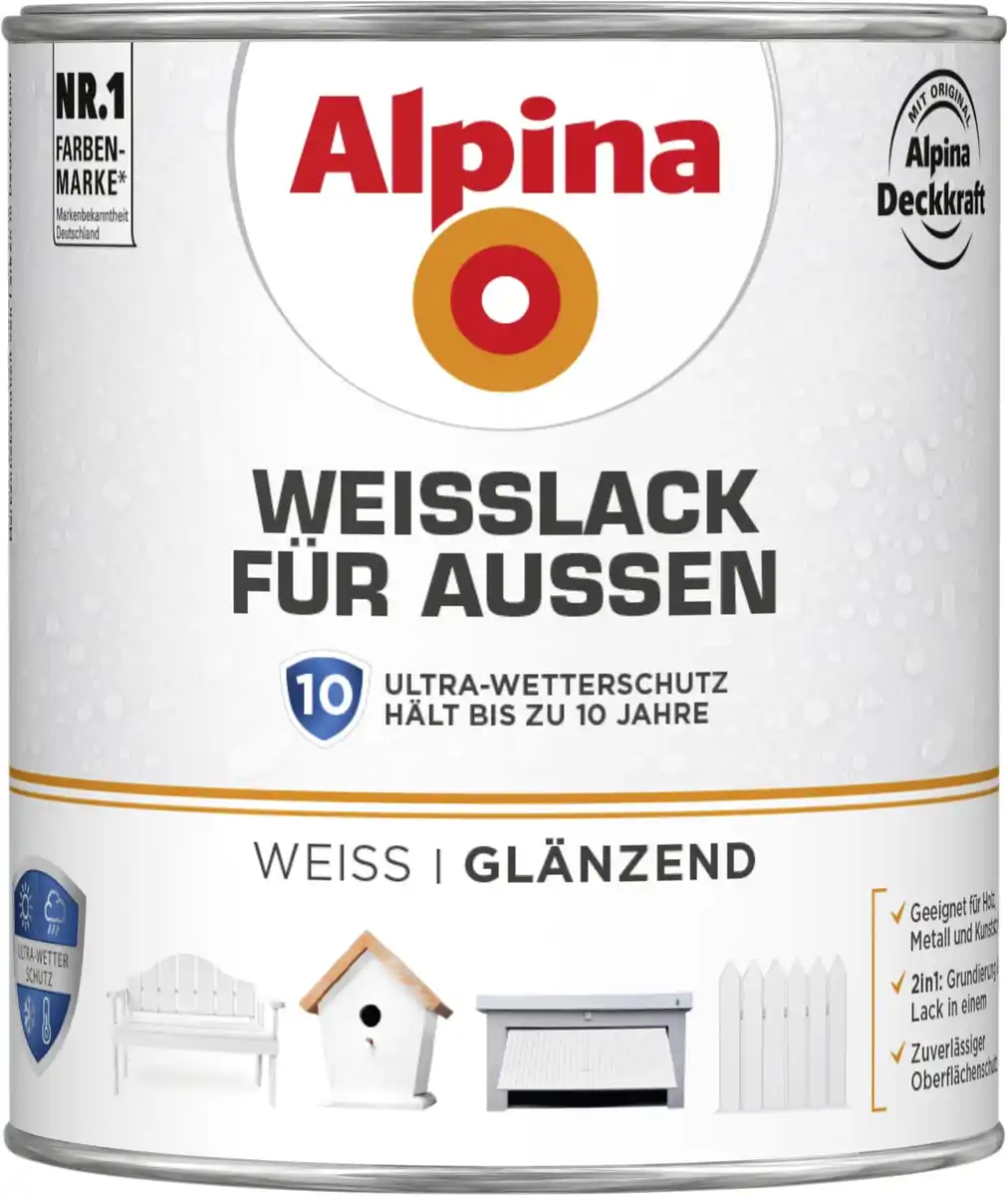 Bild 1 von Alpina Weißlack für Außen 750 ml glänzend