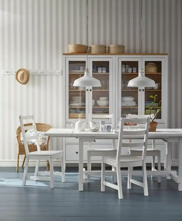 Bild 2 von NORDVIKEN / NORDVIKEN Tisch und 6 Stühle, weiß/weiß, 210/289x105 cm