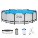 Bild 1 von BESTWAY Pool, Komplett-Set mit Filterpumpe Ø 427 x 107 cm, lichtgrau, rund