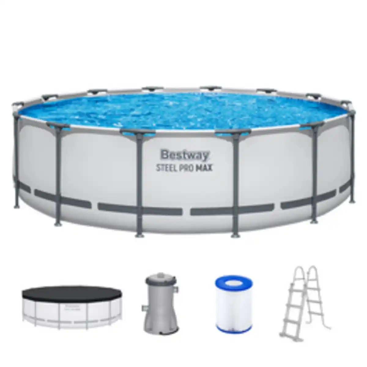 Bild 1 von BESTWAY Pool, Komplett-Set mit Filterpumpe Ø 427 x 107 cm, lichtgrau, rund