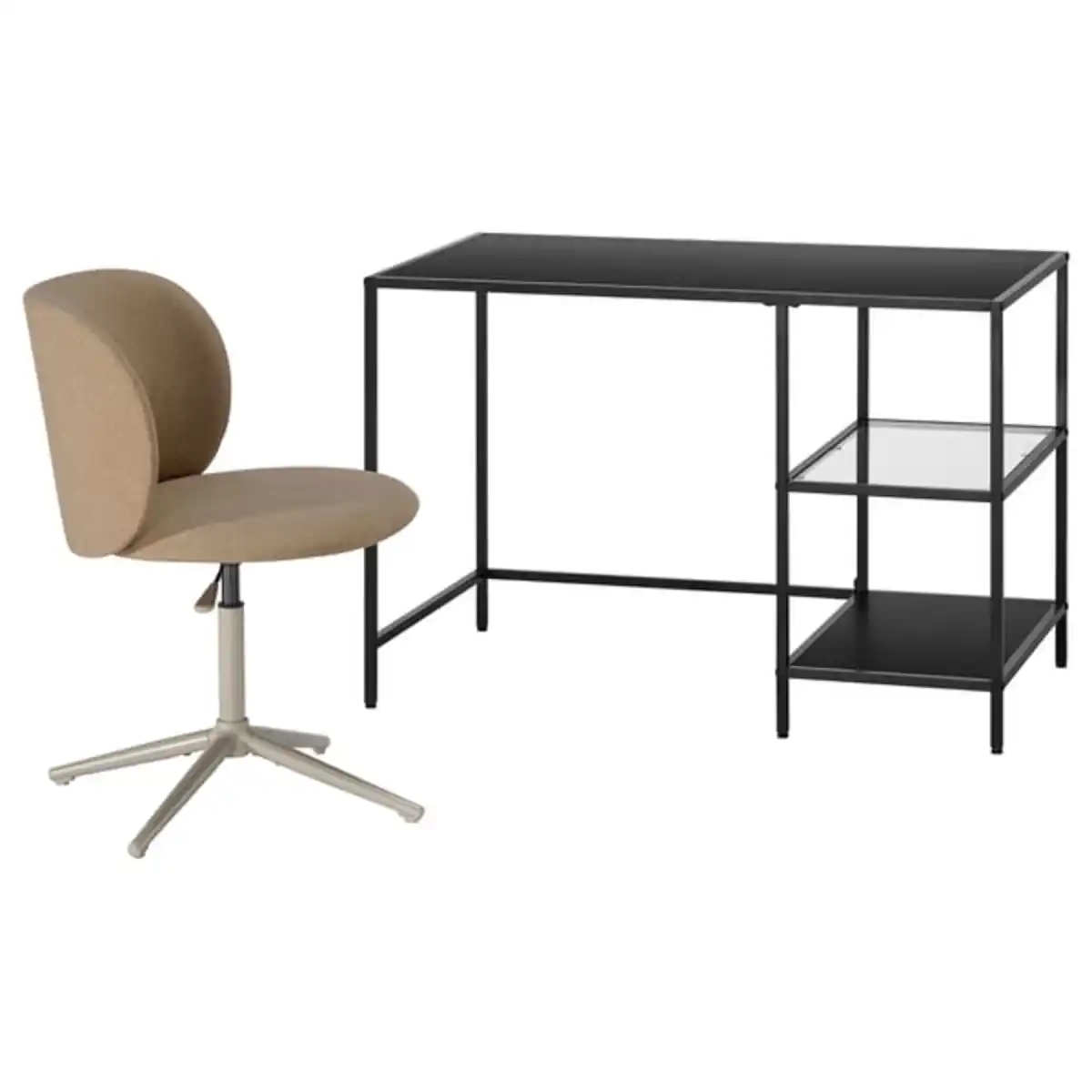 Bild 1 von VITTSJÖ / KRYLBO Schreibtisch und Stuhl, schwarzbraun/dunkelbeige