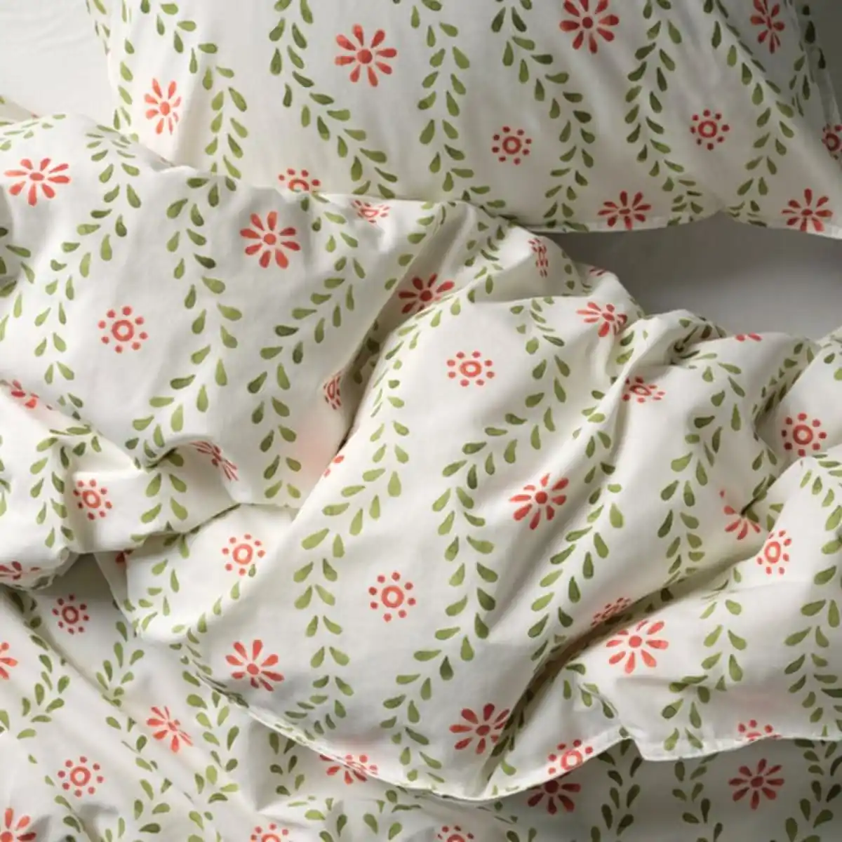 Bild 3 von FYRISVIDE Bettwäsche-Set, 2-teilig, weiß/Blumenmuster, 155x220/80x80 cm