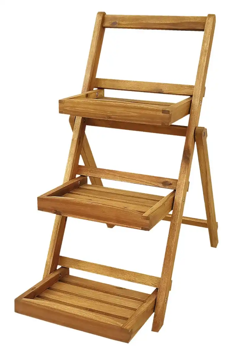 Bild 1 von Klappbare Blumentreppe , Akazienholz , ca. 65 x 40 x 80 cm  - Braun