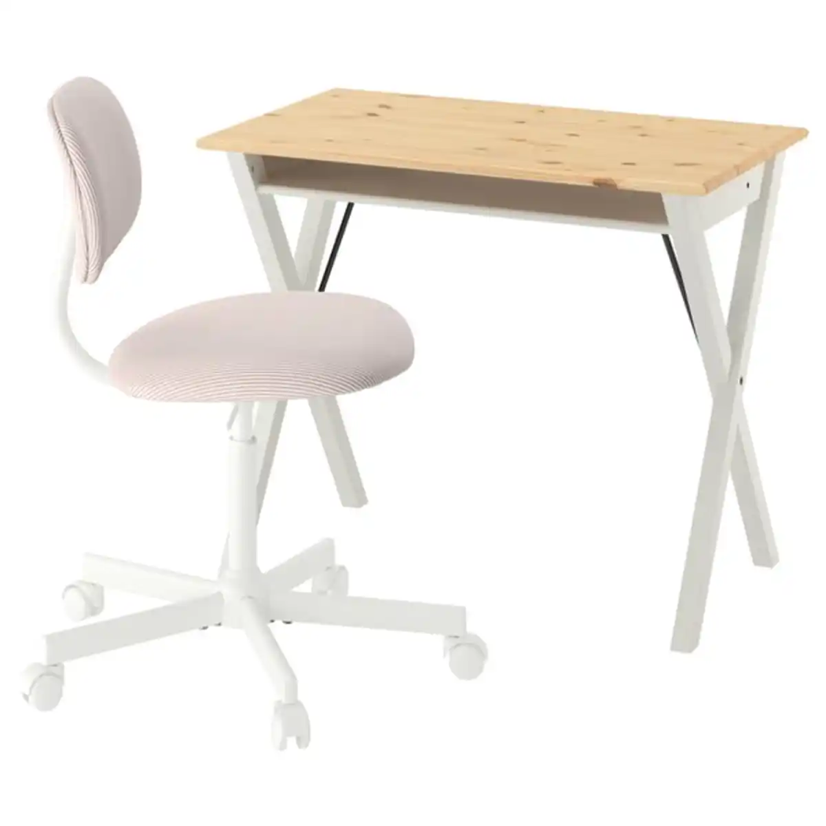 Bild 1 von BOLLPOJKE / BLECKBERGET Schreibtisch und Stuhl, weiß/orangebraun