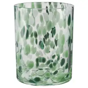 VINDSTILLA Teelichthalter, Punkte/grün, 15 cm